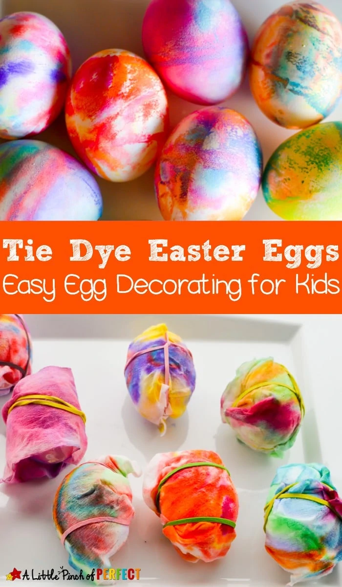 Tie Dye Easter Eggs: An easy mess-free tutorial for kids and adults to decorate colorful Easter eggs without a cup of dye. (toddler friendly)