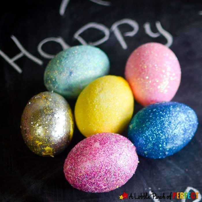 Glitter Those Easter Eggs: Easy Decorating Idea for Kids and adults who like glitter. They turn out so pretty and you don’t need a cup of dye.