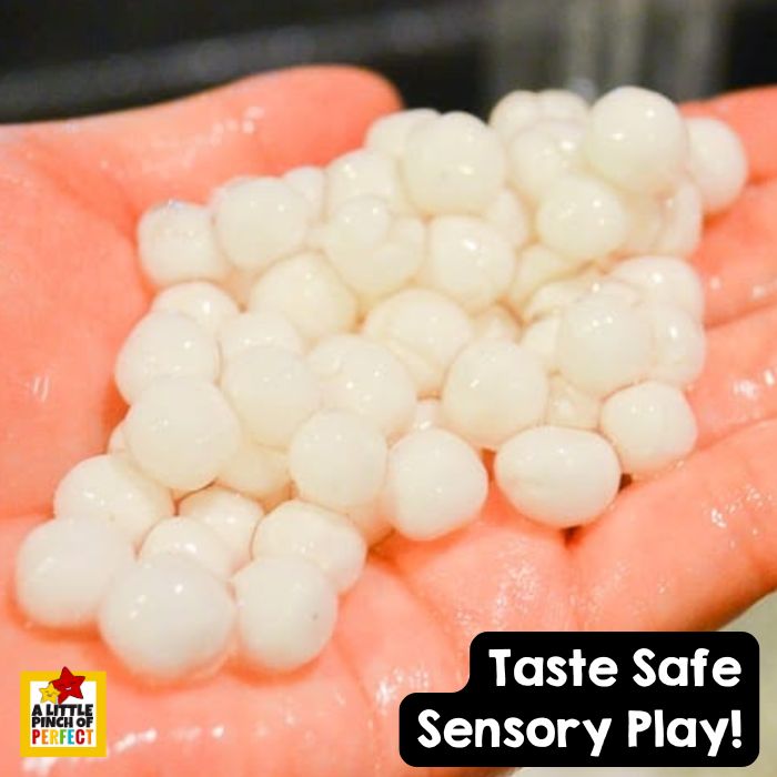 How to make homemade water beads with white tapioca pearls for kids #senosryplay