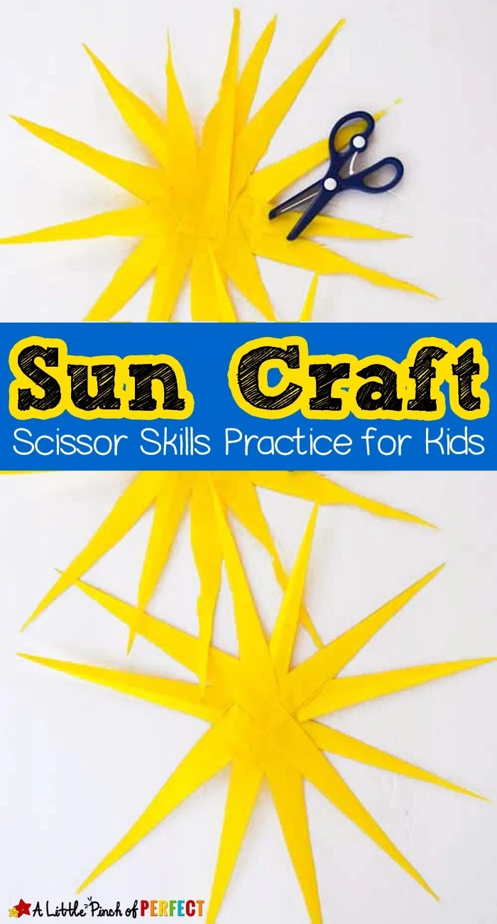 Paper Sun Craft for Kids (summer, scissor practice)