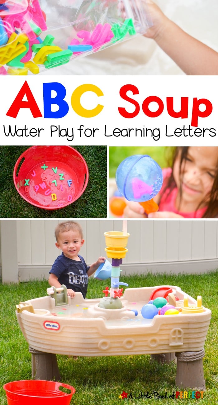 ABC Soup Water Play for Learning Letters (preschool, toddler, summer, alphabet, sensory play)