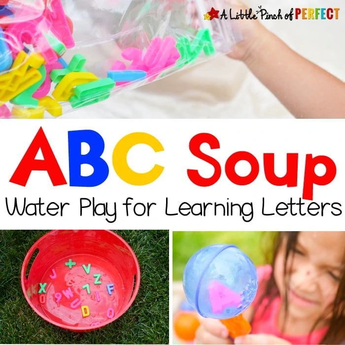 ABC Soup Water Play for Learning Letters (preschool, toddler, summer, alphabet, sensory play)