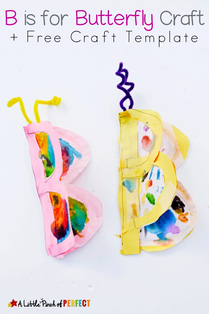 LETTER OF THE WEEK A-Z SERIES: B is for Butterfly Craft and Activities including a free letter B craft printable 
