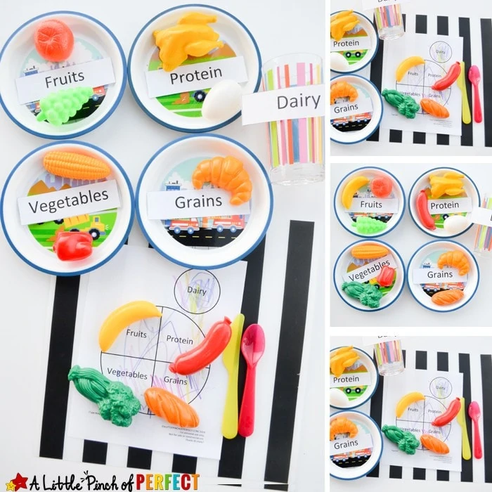 Learning about Food Groups: Nutrition Activity for Kids + Free Printable (My Plate, About me, Preschool, Kindergarten)