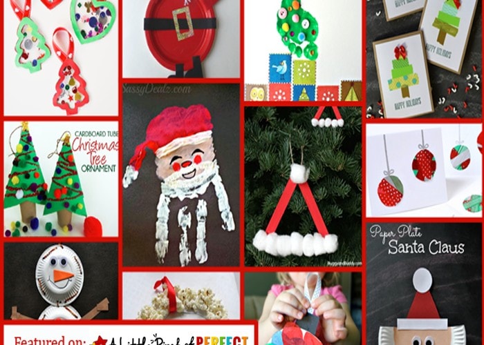 35 Easy Christmas Crafts for Kids: Including Santa, Christmas trees, snowmen, ornaments, and more.