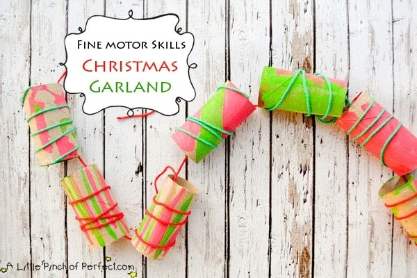Kid Craft: Christmas Garland with Recycled Toilet Paper Rolls