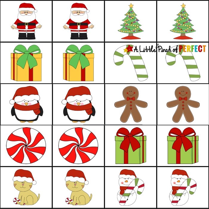 Free Christmas Printable Memory Game for Kids