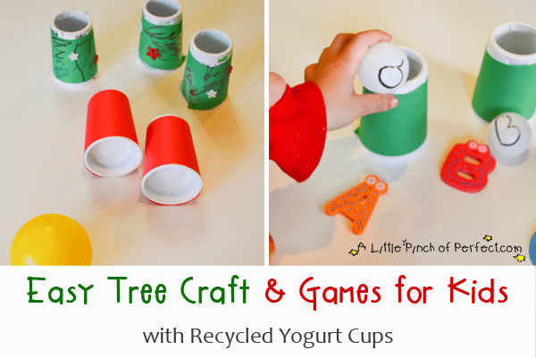 Easy Tree Craft & Games for Kids with Recycled Yogurt Cups