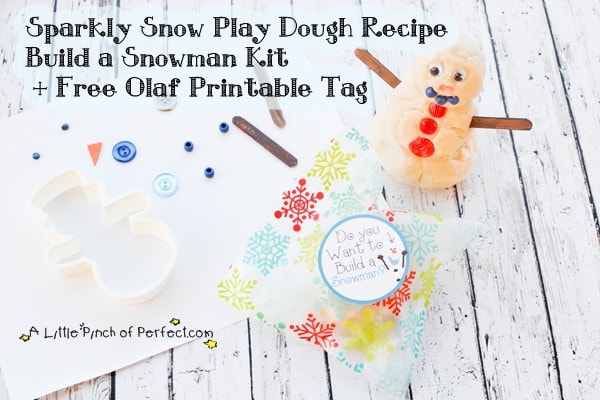 Sparkly Snow Play Dough Recipe + Free Build a Snowman Olaf Printable