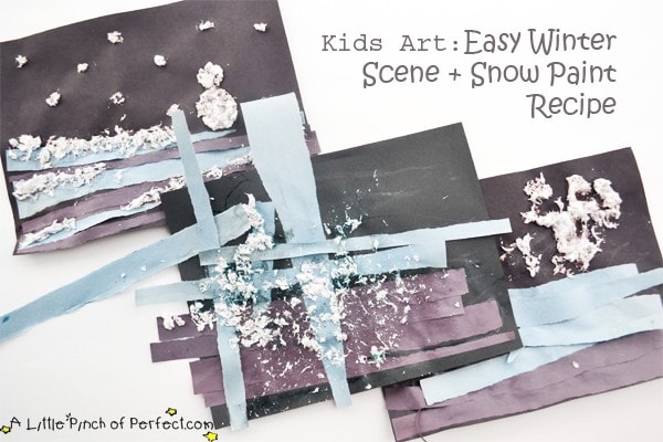 Kids Art: Easy Winter Scene + Snow Paint Recipe