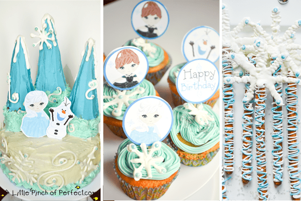 DIY Frozen Winter Snowflake Cake, Cupcakes, & Wand + Free Printable