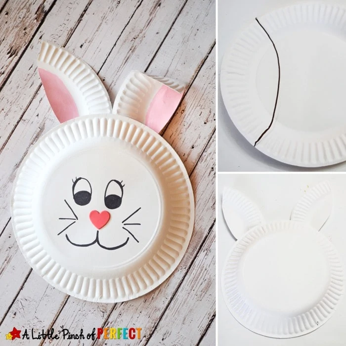 Paper Plate Bunny Rabbit Craft for Kids: Perfect for spring, Easter, or crafting after enjoying a bunny book with the kids