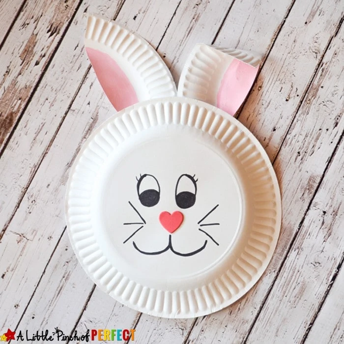 Paper Plate Bunny Rabbit Craft for Kids: Perfect for spring, Easter, or crafting after enjoying a bunny book with the kids