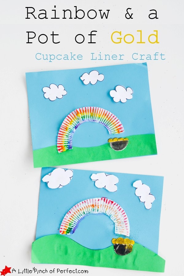 St. Patrick's Day Rainbow and Pot of Gold Cupcake Liner Craft for Kids