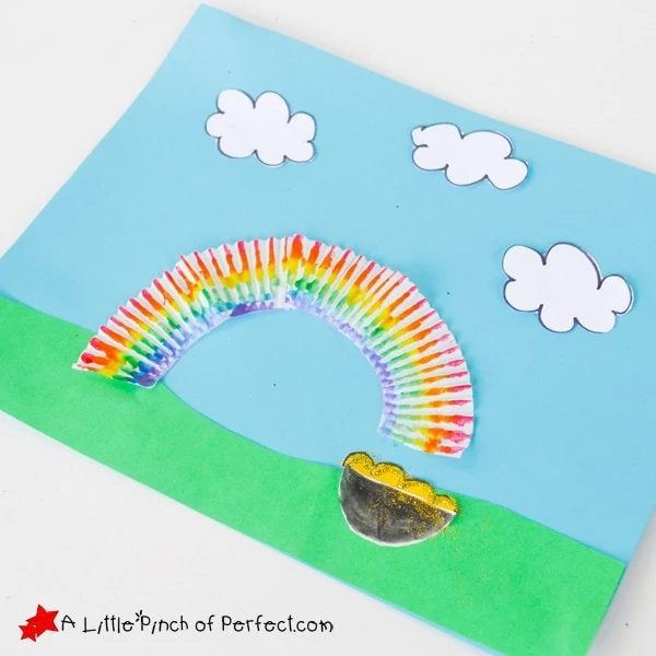St. Patrick’s Day Rainbow and Pot of Gold Cupcake Liner Craft