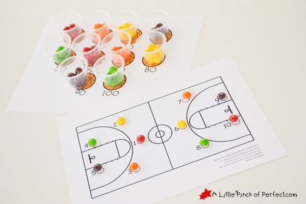 Keeping Score with Skittles! Counting to 100 Basketball Game Free Printable