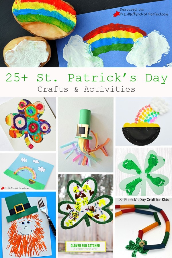 25+ Fun Kids Activities for St Patrick's Day: Ideas include rainbow slime, leprechaun and clover crafts, free coloring pages, printables and lots more!