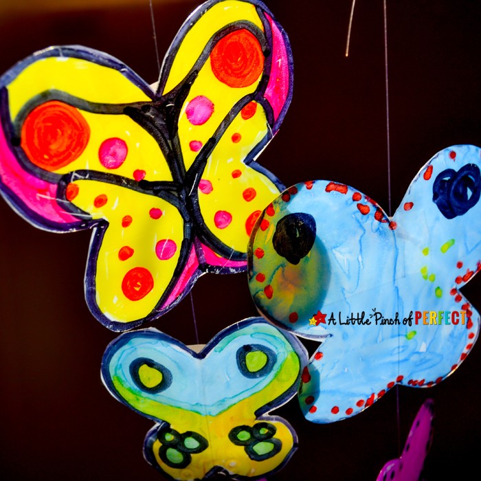 Stained Glass Butterfly Milk Carton Kids Craft: Kids can make colorful butterfly’s that seem to glow in the sun. A perfect idea for butterfly fans, bug unit, or spring crafting.