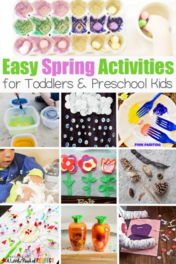 Easy Spring Activities for Kids (toddler and preschool): nature crafts, flowers, weather, bugs, and activities that can be enjoyed outside