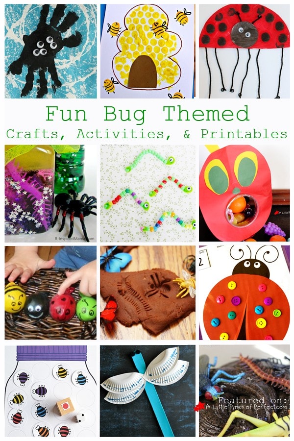 FUN BUG THEMED CRAFTS, ACTIVITIES, & PRINTABLES FOR KIDS: Perfect for spring (spiders, inch worms, ladybugs, dragonflies, bees, and butterflies)