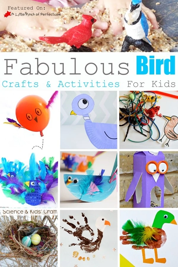 Bird Crafts & Activities for Kids: Bird themed activities like bird seed slime (it's so cool looking!), bird science activities (let's learn!), and bird crafts including a peacock, duck, and eagle. 