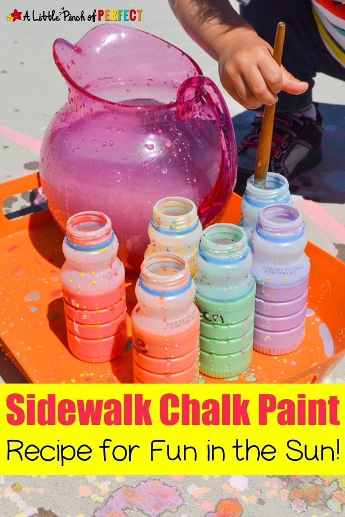 Easy Homemade Sidewalk Chalk Paint Recipe for Fun in the Sun (painting, homemade, summer, outside, kids activity)