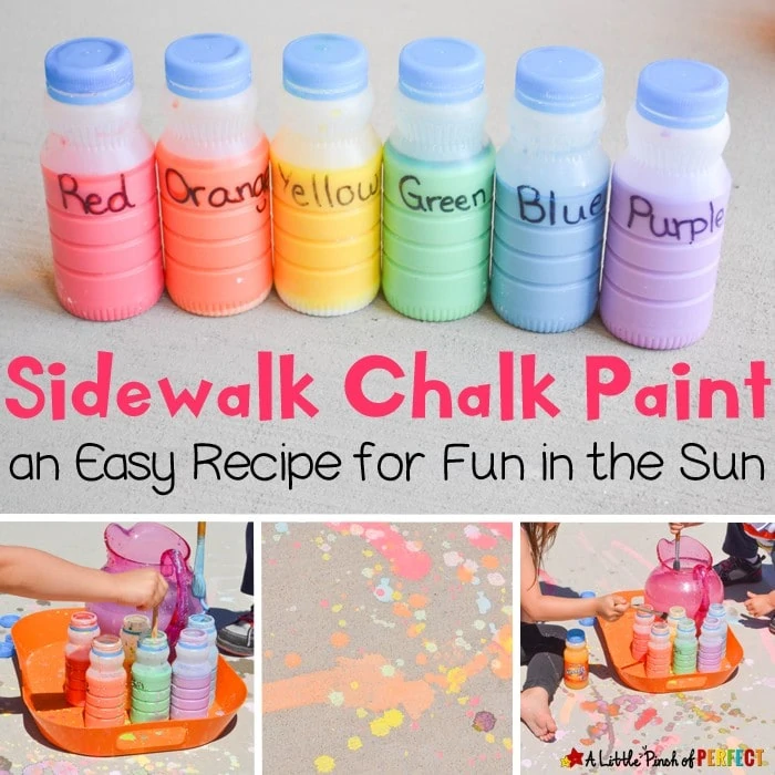 Easy Homemade Sidewalk Chalk Paint Recipe for Fun in the Sun (painting, homemade, summer, outside, kids activity)