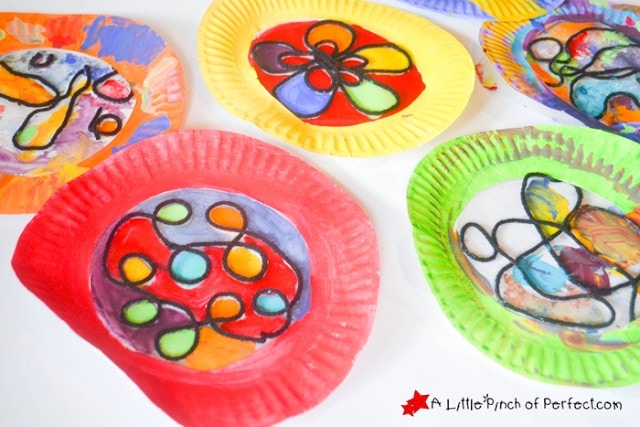 Beautiful Stained Glass Paper Plate Craft for Kids