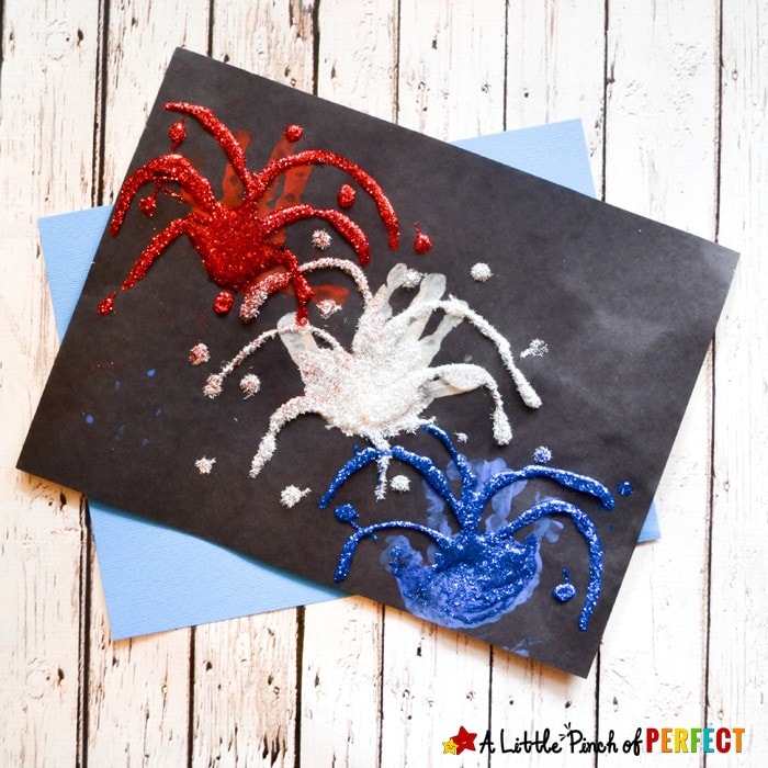 Patriotic Firework Handprint Kids Craft: An adorable handprint craft to make when it’s time to celebrate! (4th of July, New Year’s)