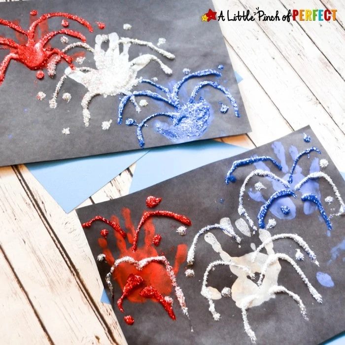Patriotic Firework Handprint Kids Craft: An adorable handprint craft to make when it’s time to celebrate! (4th of July, New Year’s)