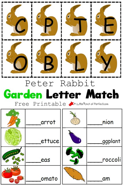 R is for Rabbit: crafts, activities, and free printables to go along with Peter Rabbit that are perfect for spring, Easter, gardening and learning about nutrition