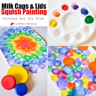 Milk Caps and Lids Squish Painting: Process Art for Kids - A Little ...