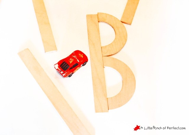Letter Crash Learning Game with Toy Cars