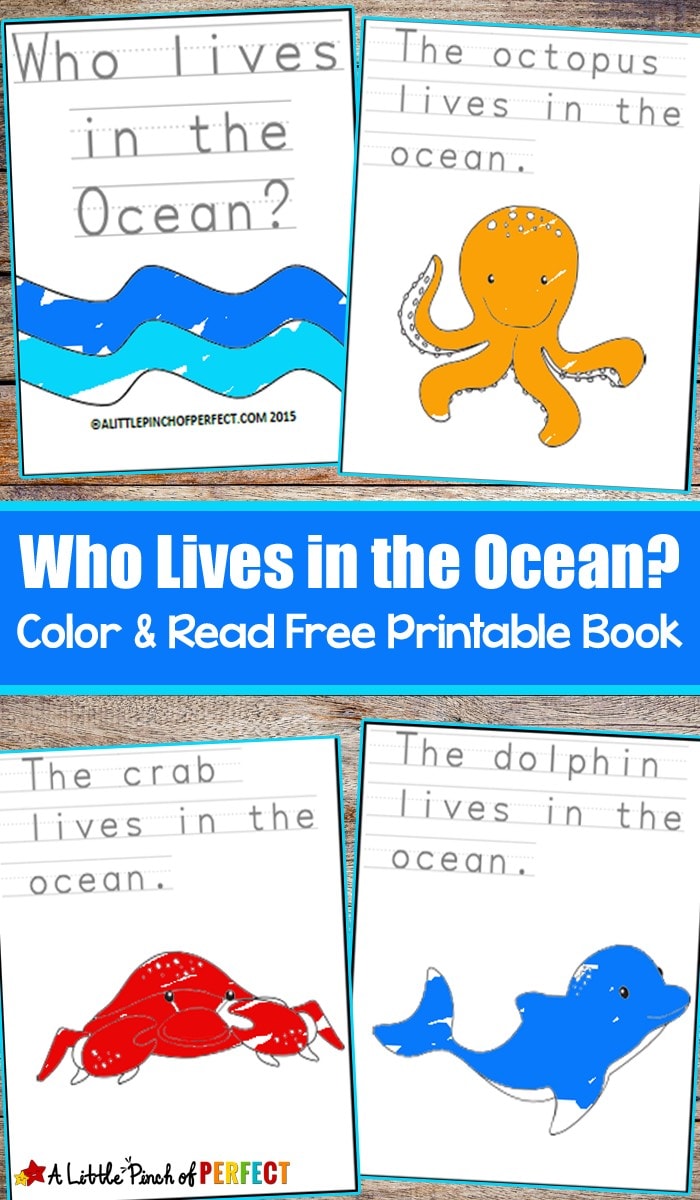 Who Lives in the Ocean? Color and Read Printable Book