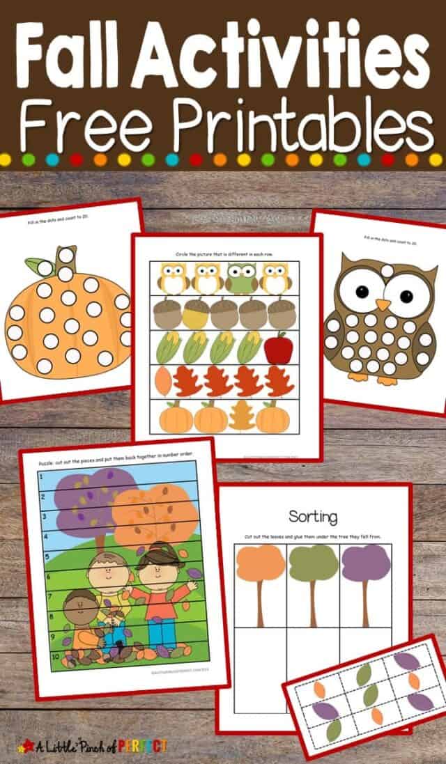 Free Fall Printable Activity Pack: Do-a-dot pages, Math, and Language ...
