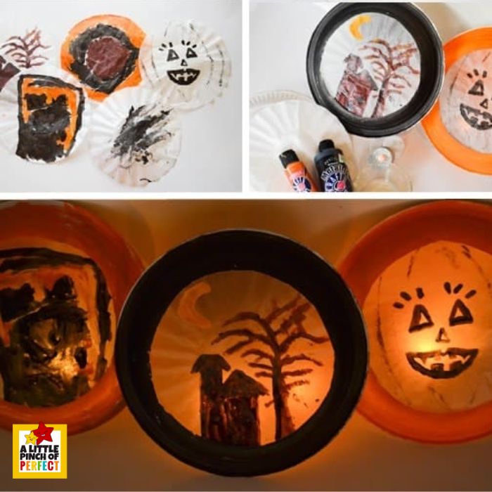 How to make a paper plate glowing luminary Halloween Craft for Kids