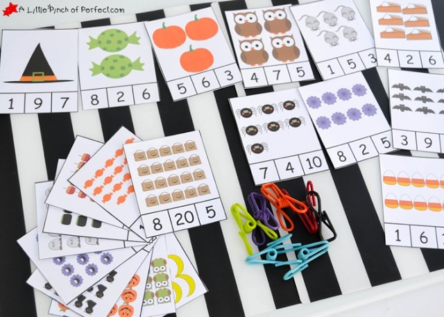 Free Printable Halloween Clip Cards: Counting 1-20