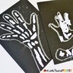 Skeleton Bones Ripped Paper Craft for Kids: No scissors are needed for this craft and it's perfect for a Human Anatomy lesson, X is for X ray craft, or spooky Halloween decoration