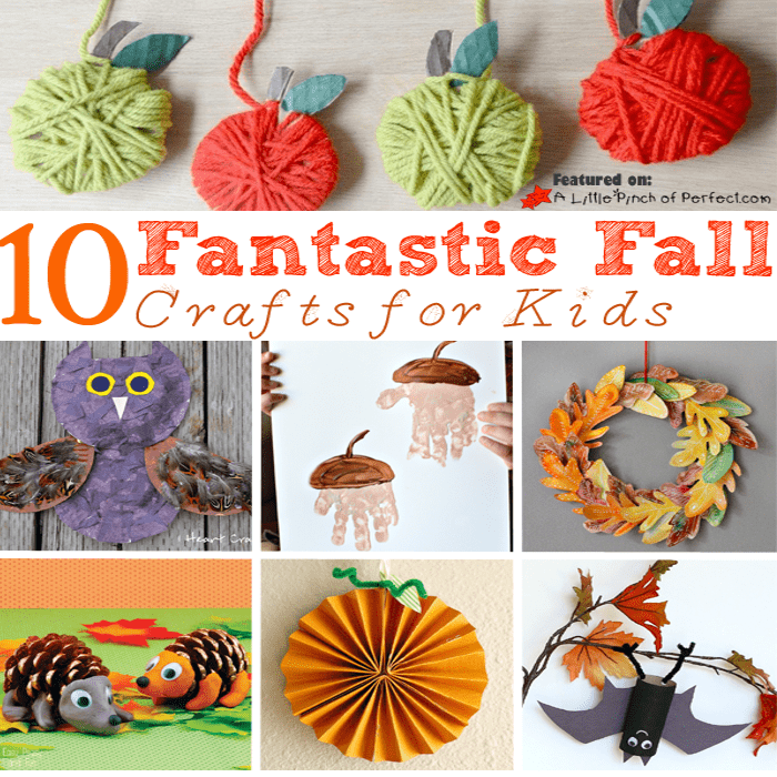 10 Fantastic Fall Crafts for Kids: Including nature crafts, handprint crafts, apples, owls, leaves and more.