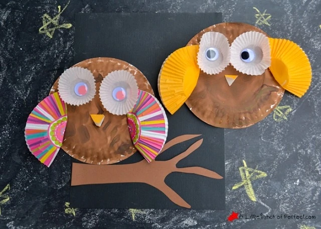 Paper Plate and Cupcake Liner Owl Craft for Kids