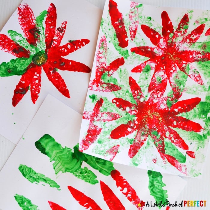 Beautiful Sponge Painted Poinsettias: A Simple Christmas Craft for Kids