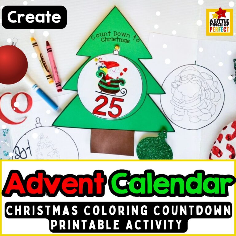 Free Printable Christmas Tree Advent Calendar for Kids to Color