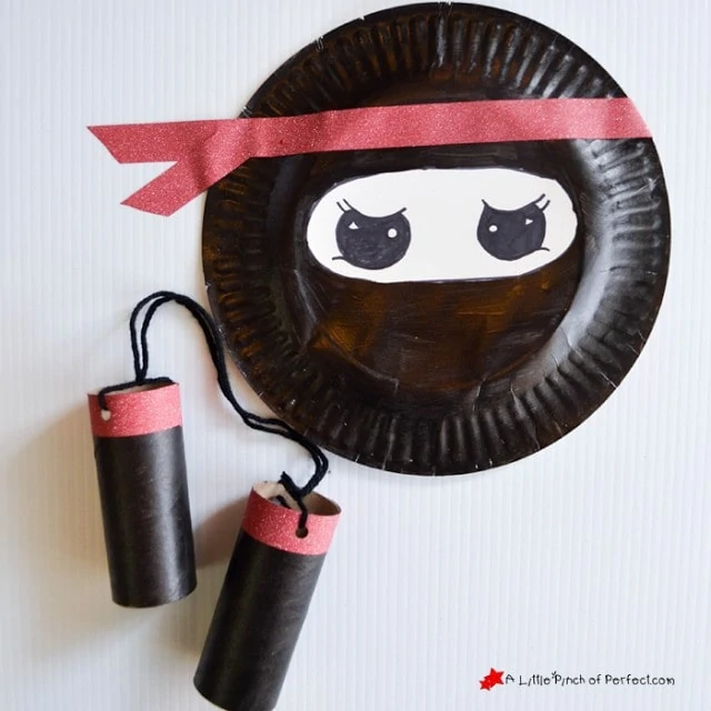Ninja Paper Plate and Cardboard Tube Craft for Your Little Warrior