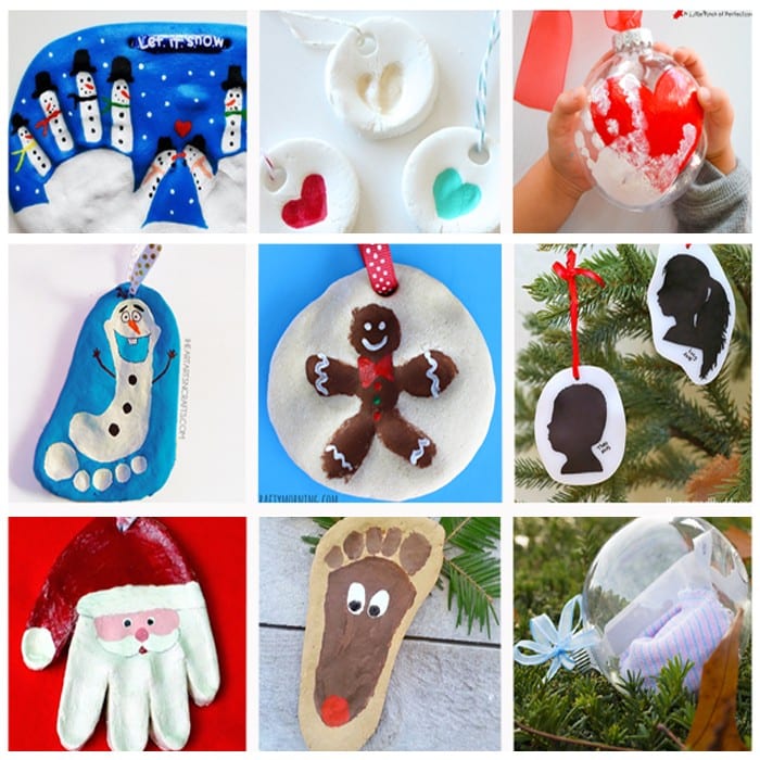 17 of the Sweetest Christmas Keepsake Ornaments for kids to make including handprints, footprints, and photos. (Homemade Gift, December, First Christmas, Kids Craft)