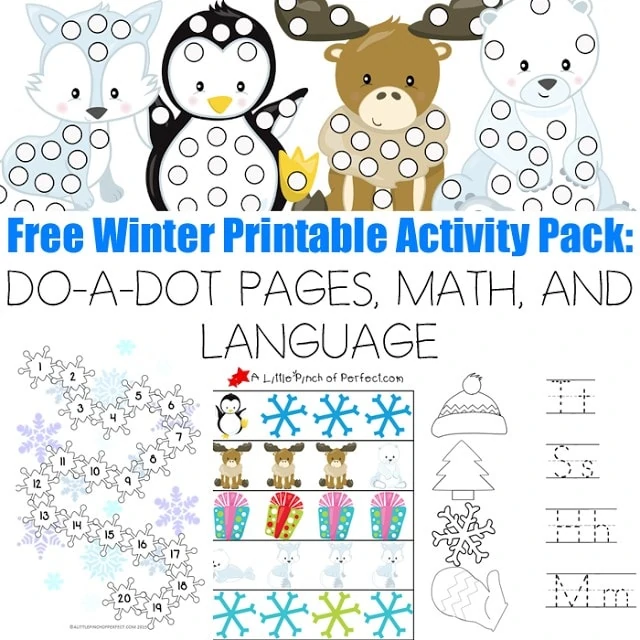 Free Winter Printable Activity Pack: 30 Pages MATH AND LANGUAGE