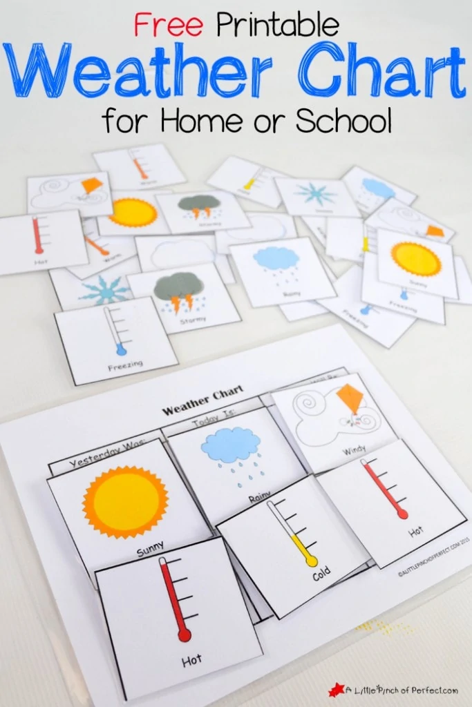 Free Printable Weather Chart for home or school-perfect for hands on learning