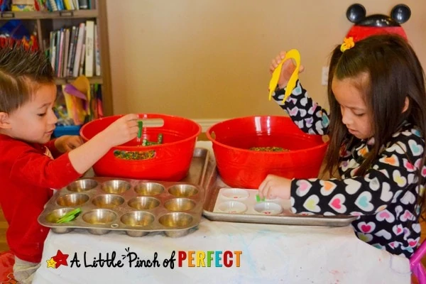 Letter Sensory Bin: ABC Find and Match Activity (By including a muffin tin to the activity it adds another learning opportunity and works as a motivational tool to get all the letters out of the bin)