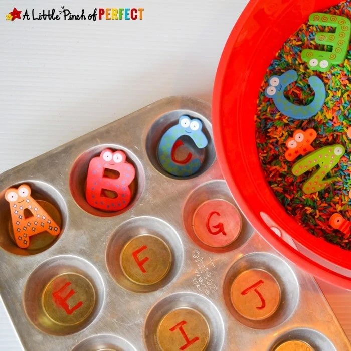 Find and Match Letters: Sensory Bin and Muffin Tin Activity