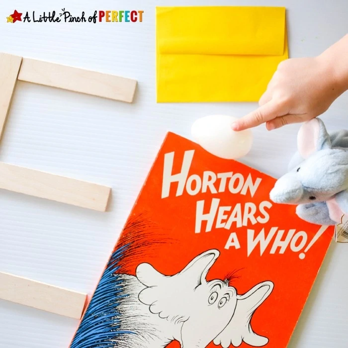 Handprint Horton Elephant Craft with Dr. Seuss: An easy book craft to make with kids while enjoying Dr. Seuss day or learning about elephants