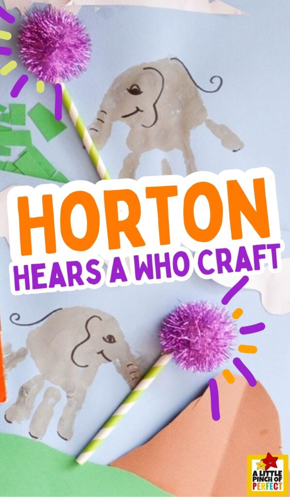 How to make a Horton Hears a Who Handprint Elephant Craft with Trufula Tree inspired by Dr. Seuss